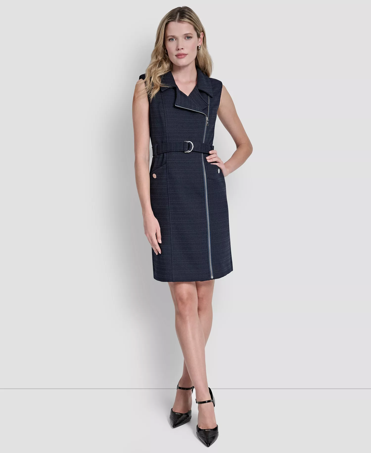 mni-4338b3a6c4490c9a2afe6639b575e1d7 Women's Sleeveless Zipper Front Belted Jacket Dress