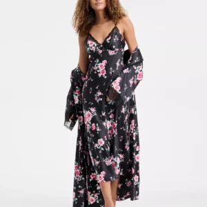 Women's Printed Lace Trim Shawl Collar Robe, Created for Macy's