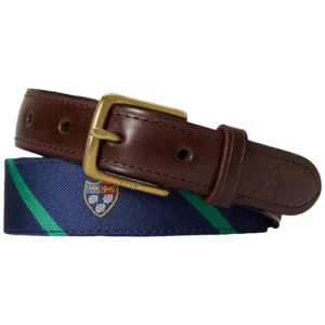 Men's Leather-Trim Silk Jacquard Belt