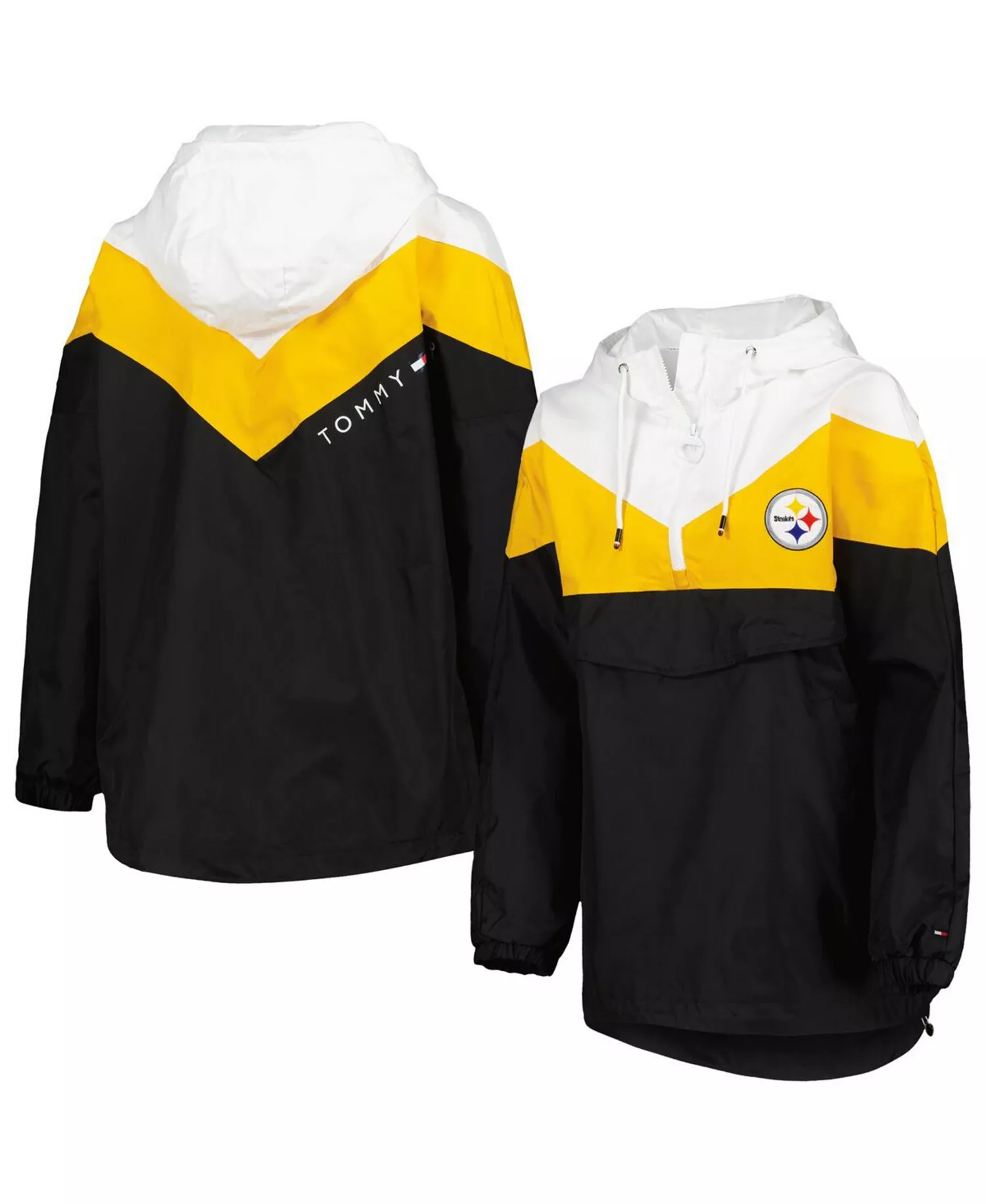 mni-445b75ac876881b051de74a677b44f0b Women's White, Gold Pittsburgh Steelers Staci Half-Zip Hoodie Windbreaker Jacket