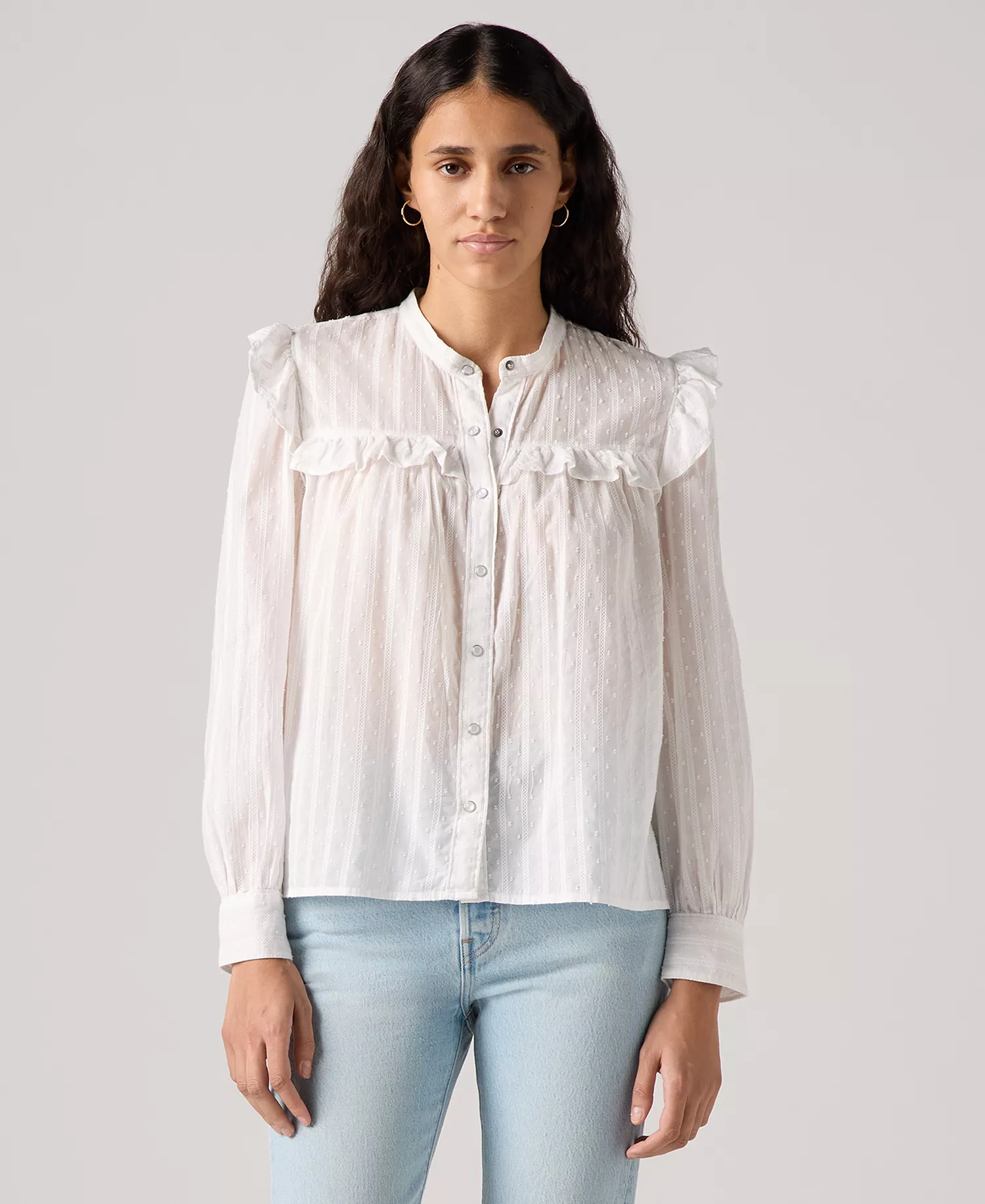 mni-45059d87629f2acf197b14d3fd4f2eed Women's Gianna Long Sleeve Ruffle Trim Blouse — изображение 3