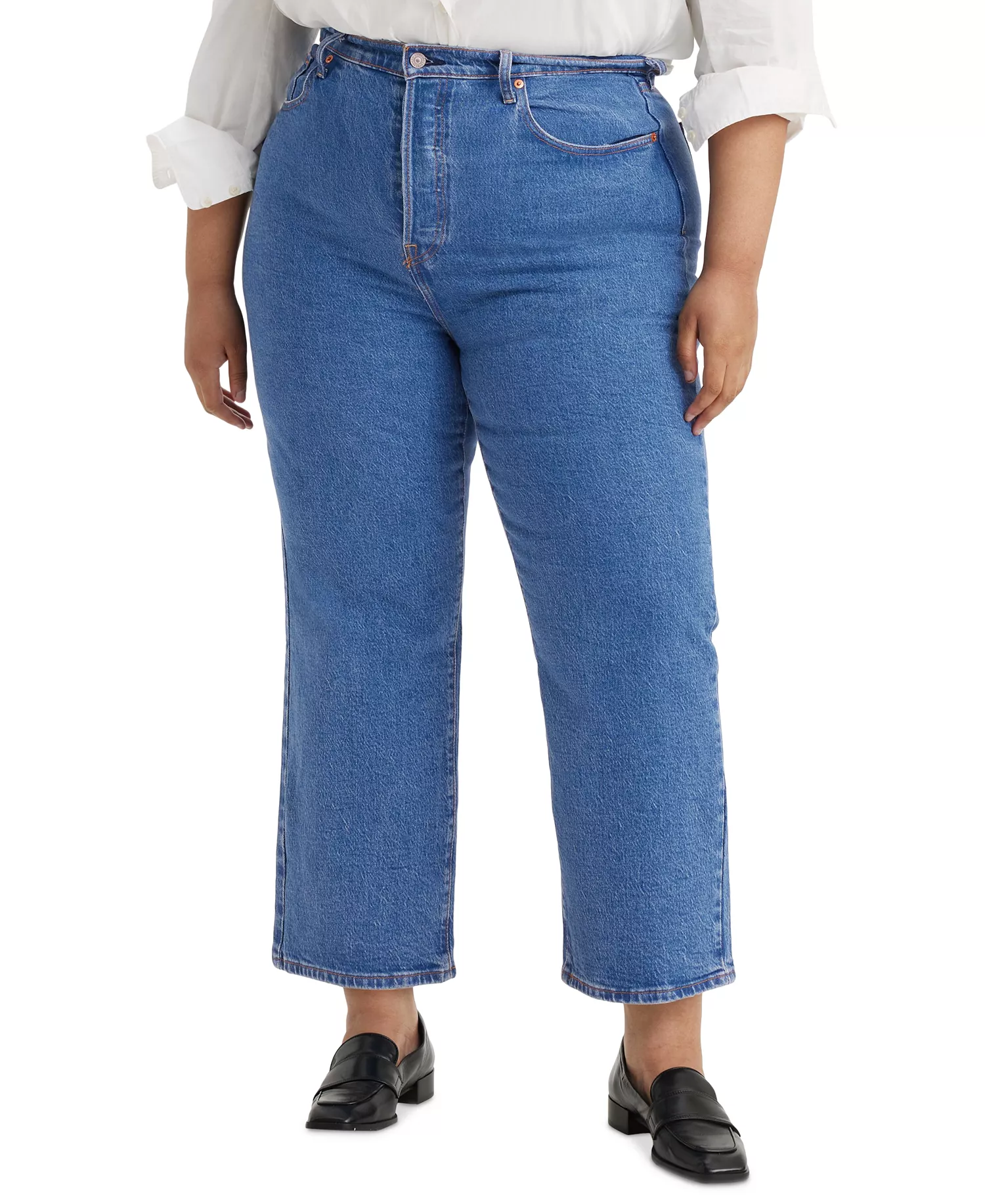 mni-4539d78e26ce218e07d26aa8c17a73b6 Plus Size Ribcage Straight-Leg Ankle Jeans