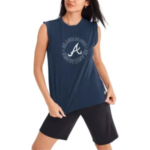 Women's Navy Atlanta Braves Madison Tri-Blend Tank Top