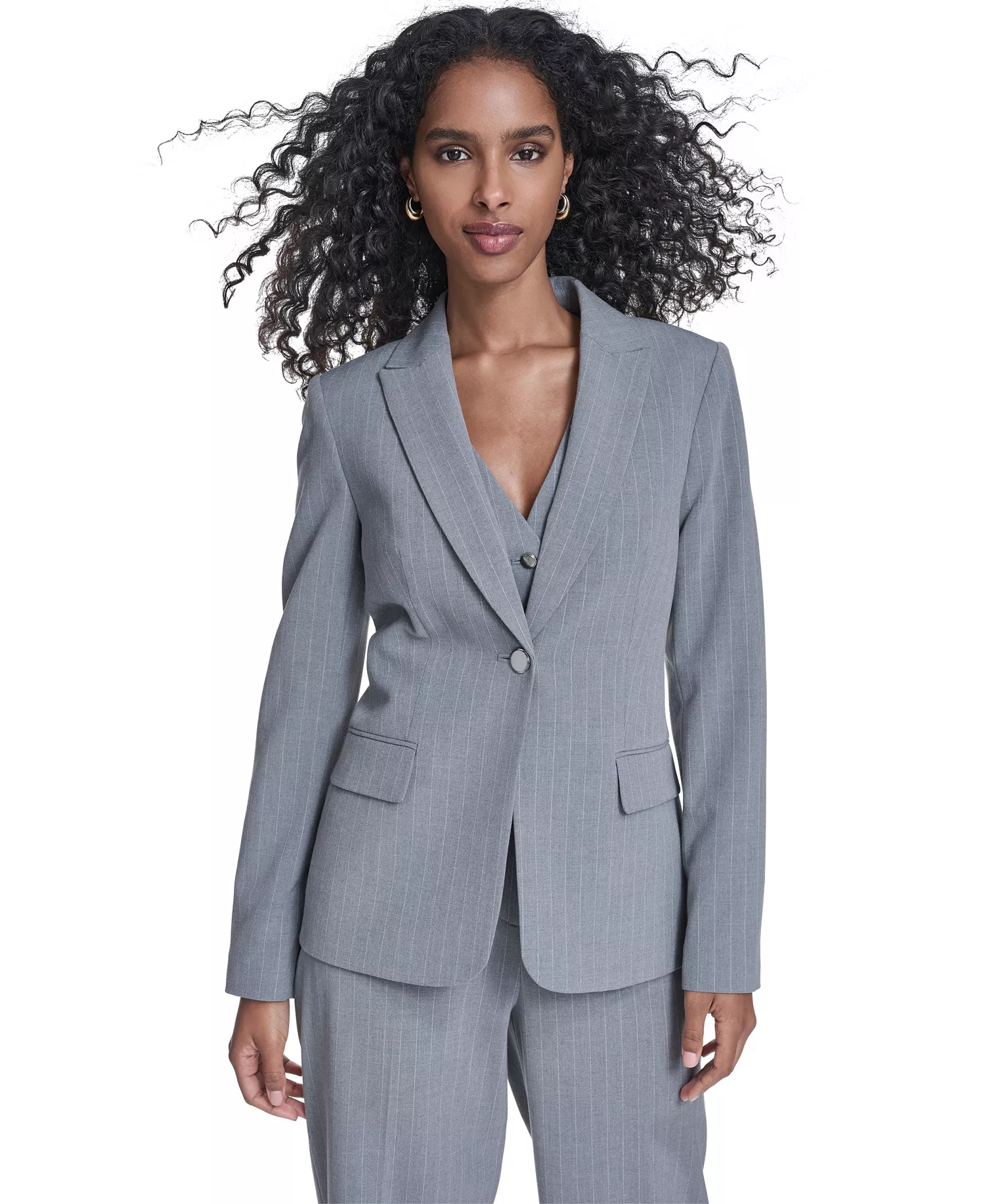 mni-4603b8ef15bc92ce5addf36d6dd051b0 Women's Notch Collar One-Button Blazer