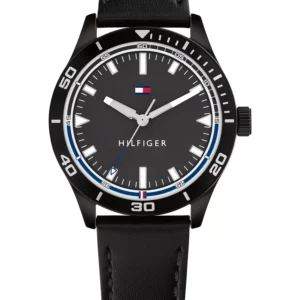 Men's Black Leather Strap Watch 38mm