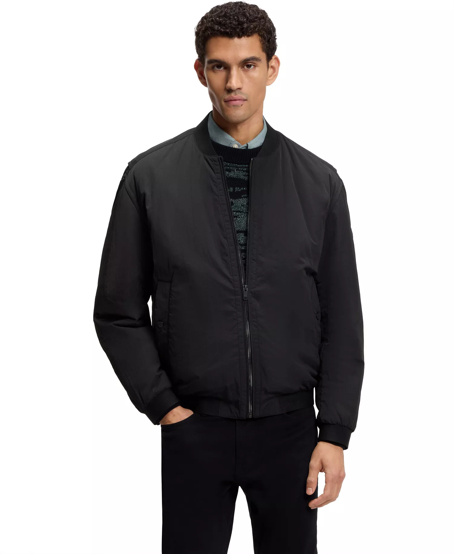 mni-4693de315b29f21aea3ec6013fe9d188 Men's Water-Repellent Soft-Touch Fabric Bomber Jacket