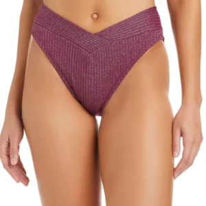 Women's Rib & Shine V-Waist High-Leg Swim Bottoms, Macy's Exclusive