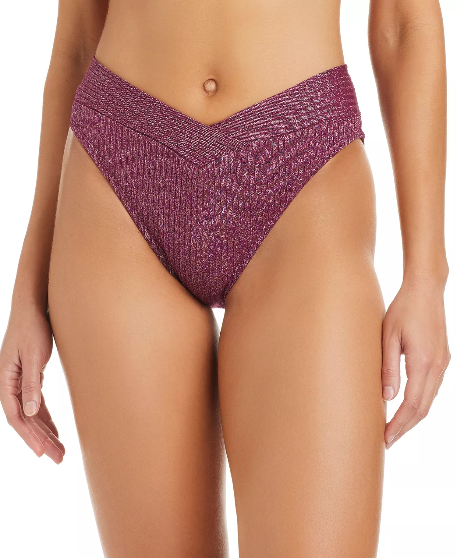 mni-46b5b68e900868a98ac7fe95b80cfec6 Women's Rib & Shine V-Waist High-Leg Swim Bottoms, Macy's Exclusive