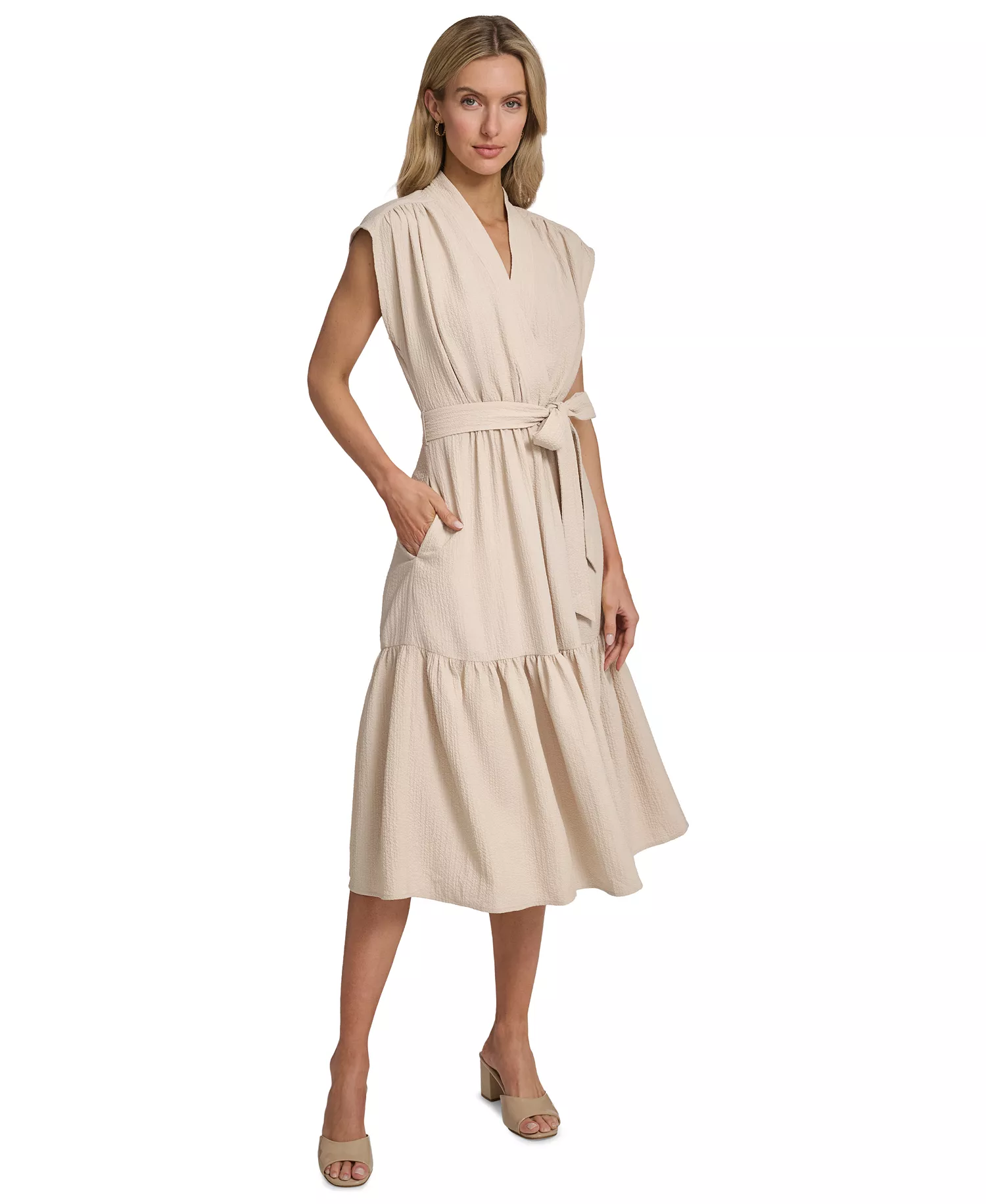 mni-4873a9a4ed3963cc413c1cb68212da10 Women's Tiered Belted Surplice Dress — изображение 3