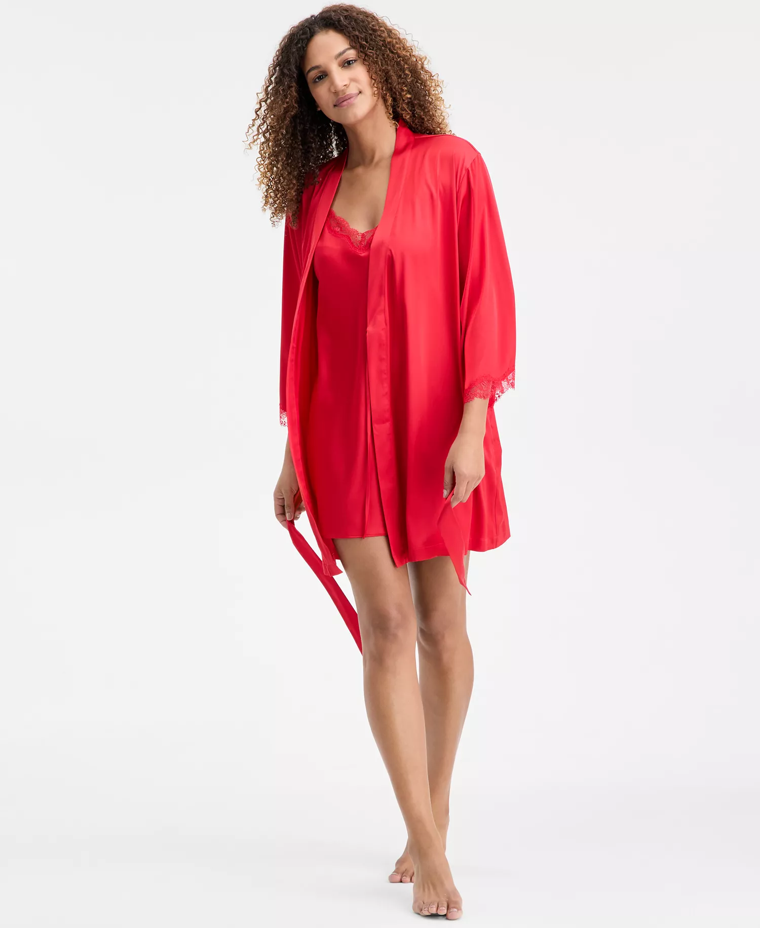 mni-4893a53b97f796b2c6796de5318d426a Women's Lace-Trim Stretch Satin Robe, Created for Macy's — изображение 5