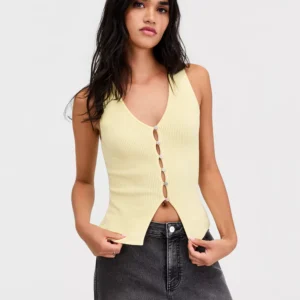 Women's Ribbed Button-Front Top, Macy's Exclusive