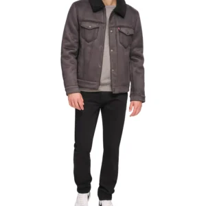 Men's Relaxed-Fit Faux-Shearling Trucker Jacket