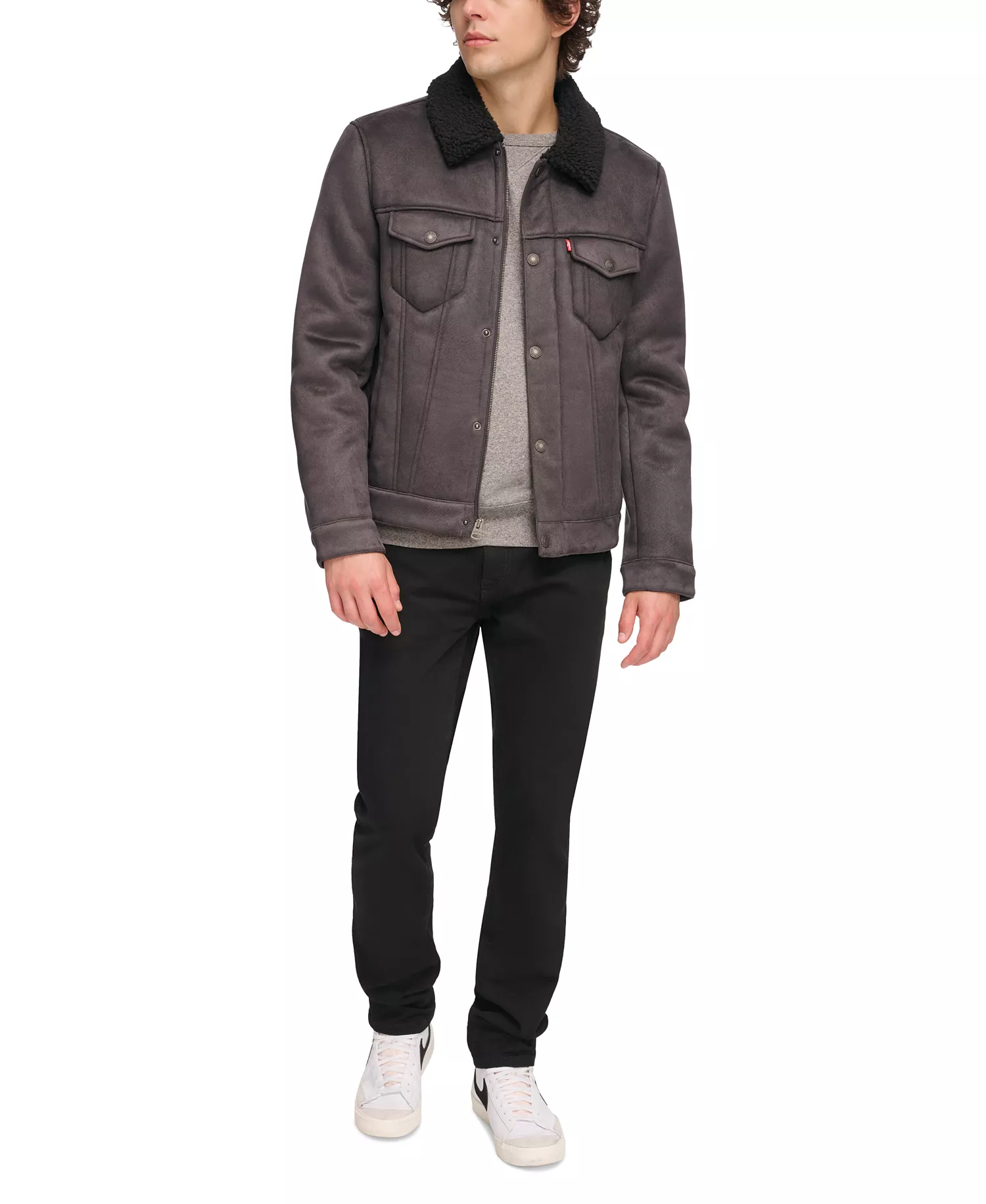 mni-499fd574e15c1b16e1a137dbecdda6f1 Men's Relaxed-Fit Faux-Shearling Trucker Jacket