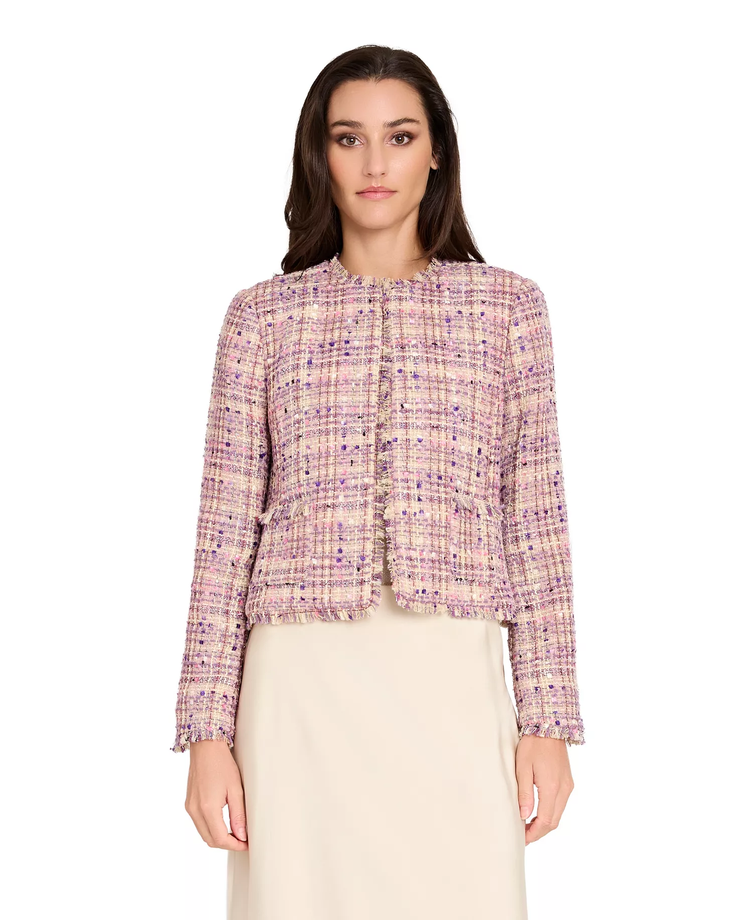 mni-49df16ae088e87b48a275cbd14418c97 Petite Bouclé Collarless Jacket