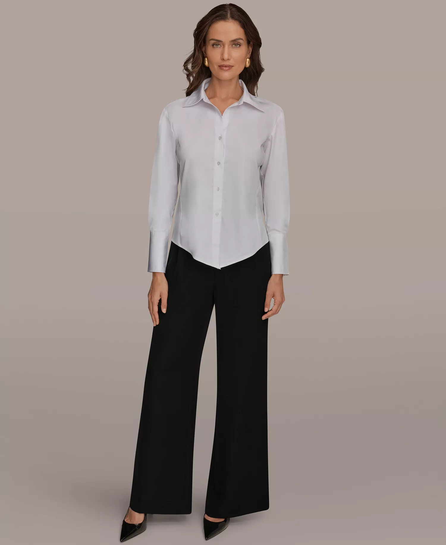 mni-49e60676bc4a4497bfaef4551baa48da Petite Collared Button-Down Shirt