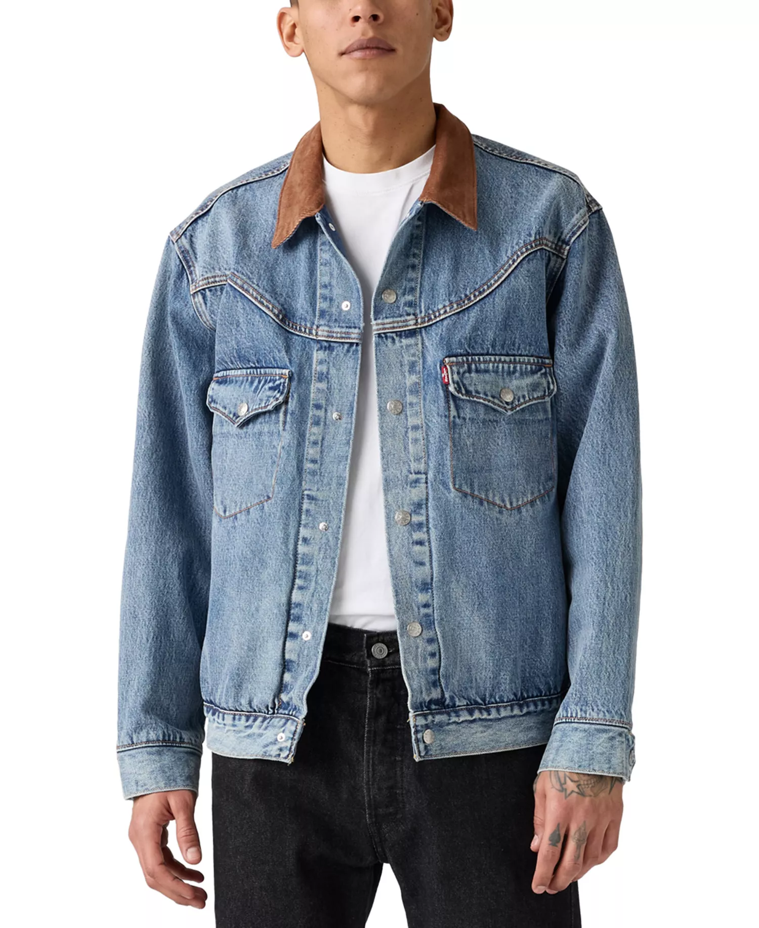 mni-49f5fcd2f36265920cbe1237b8805425 Men's Western Shorthorn Relaxed-Fit Denim Trucker Jacket