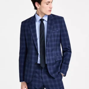Men's Modern-Fit Wool Plaid Suit Jacket