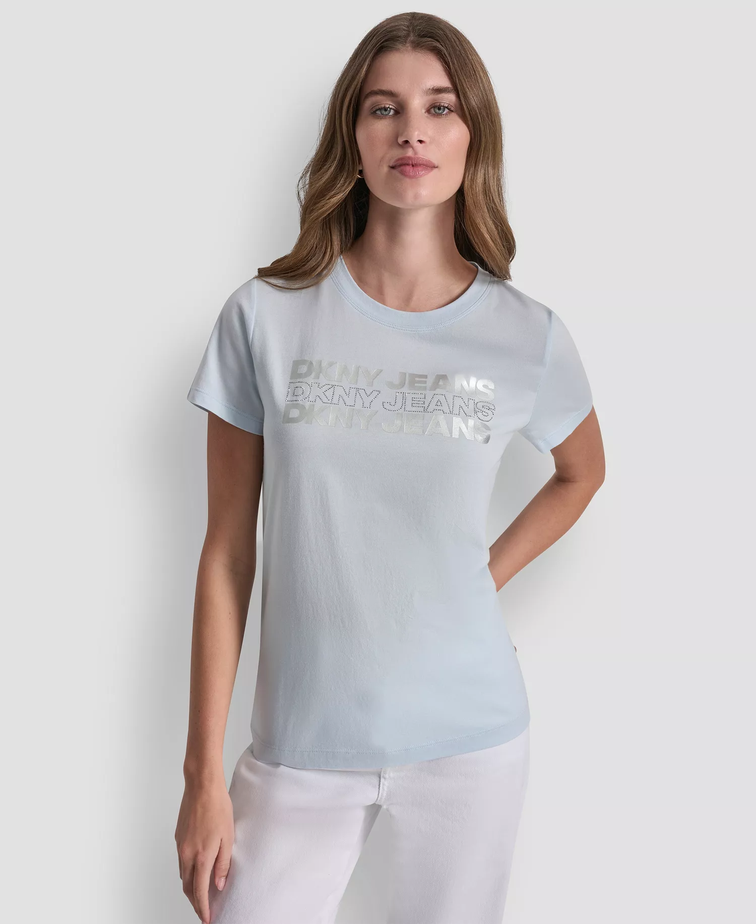 mni-4b10697cd0c4556e5dd2b997f34d0563 Women's Double Foil Horizontal Outline Stud Logo T-Shirt — изображение 3