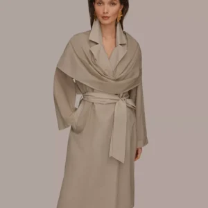 Women's Belted Collared Neck Coat