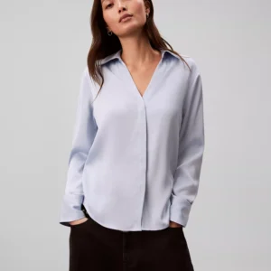 Women's Hammered Fitted Collared Shirt