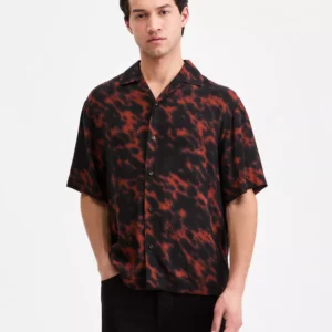 Men's Printed Short-Sleeve Oversized Camp Shirt