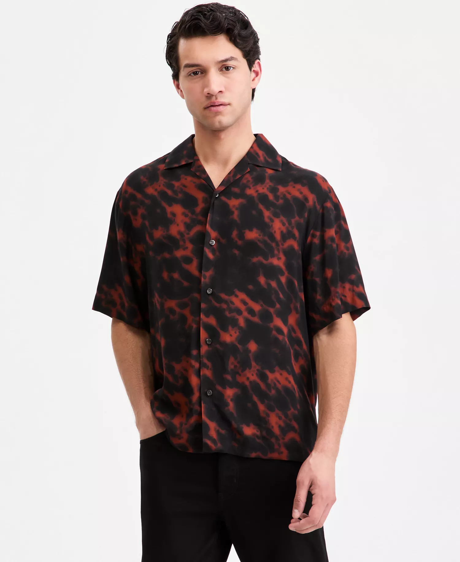 mni-4b6a3d0297547eb63f35df910b2ff1cd Men's Printed Short-Sleeve Oversized Camp Shirt