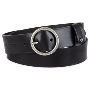 Women's Circular Center Bar Buckle Leather Belt