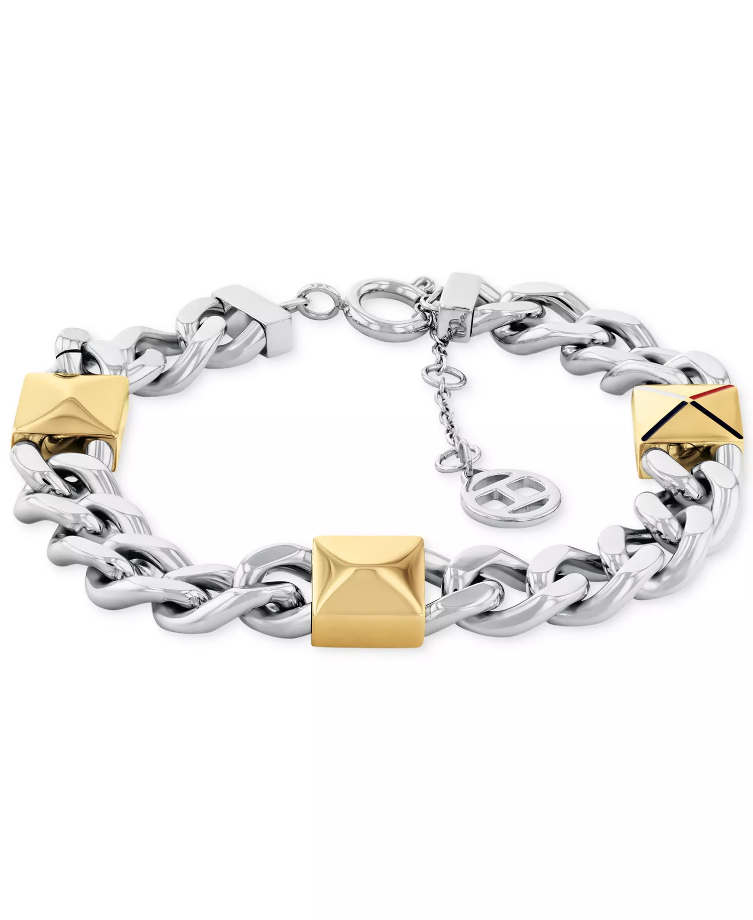 mni-4bd39d38d991e99a4409b5379fe68e94 Two-Tone Studded Chain Bracelet