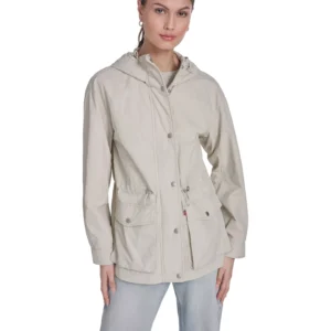 Women's Hooded Zipper and Button-Snap Jacket