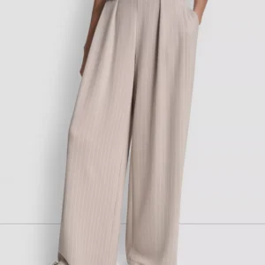 Women's Straight-Leg Pleated Pinstripe Pants