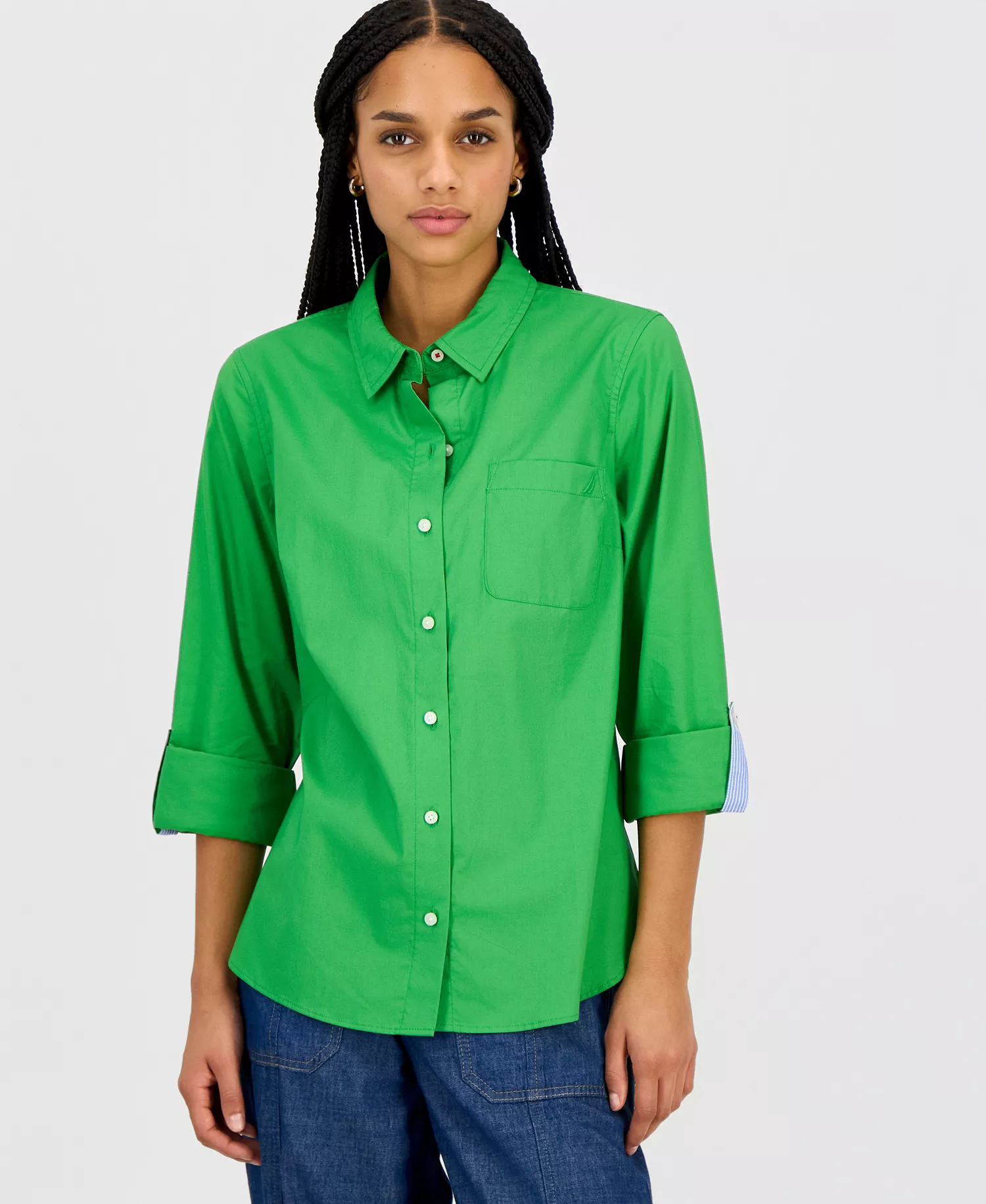 mni-4dbf09f6933f3d812b58be80aef72129 Women's Roll-Tab Button-Front Shirt — изображение 7