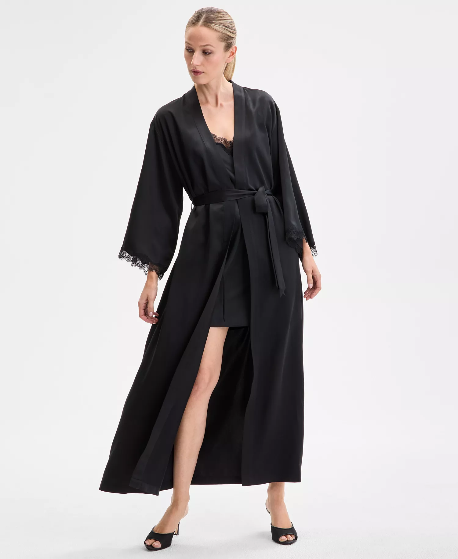 mni-4dda383c2313cf27938f7c4ca7988f43 Women's Lace-Trim Satin Robe, Exclusively at Macy's