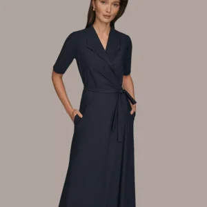 Women's 4-way Stretch Knit Elbow-Sleeve Collared Polo Dress