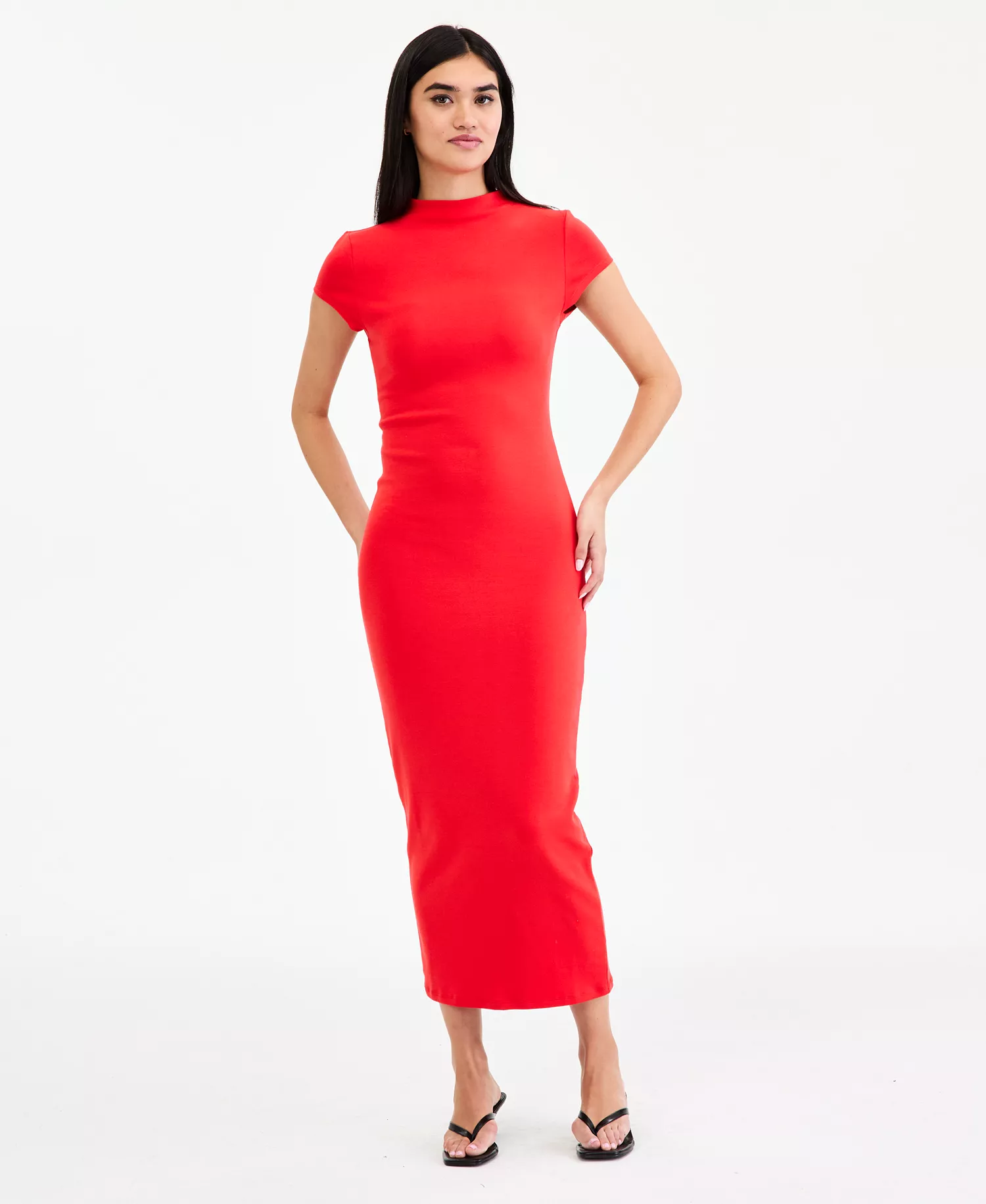 mni-50e1634a56de106a88189c29887b585b Women's Cap-Sleeve Mock-Neck Midi Dress, Exclusively at Macy's — изображение 5