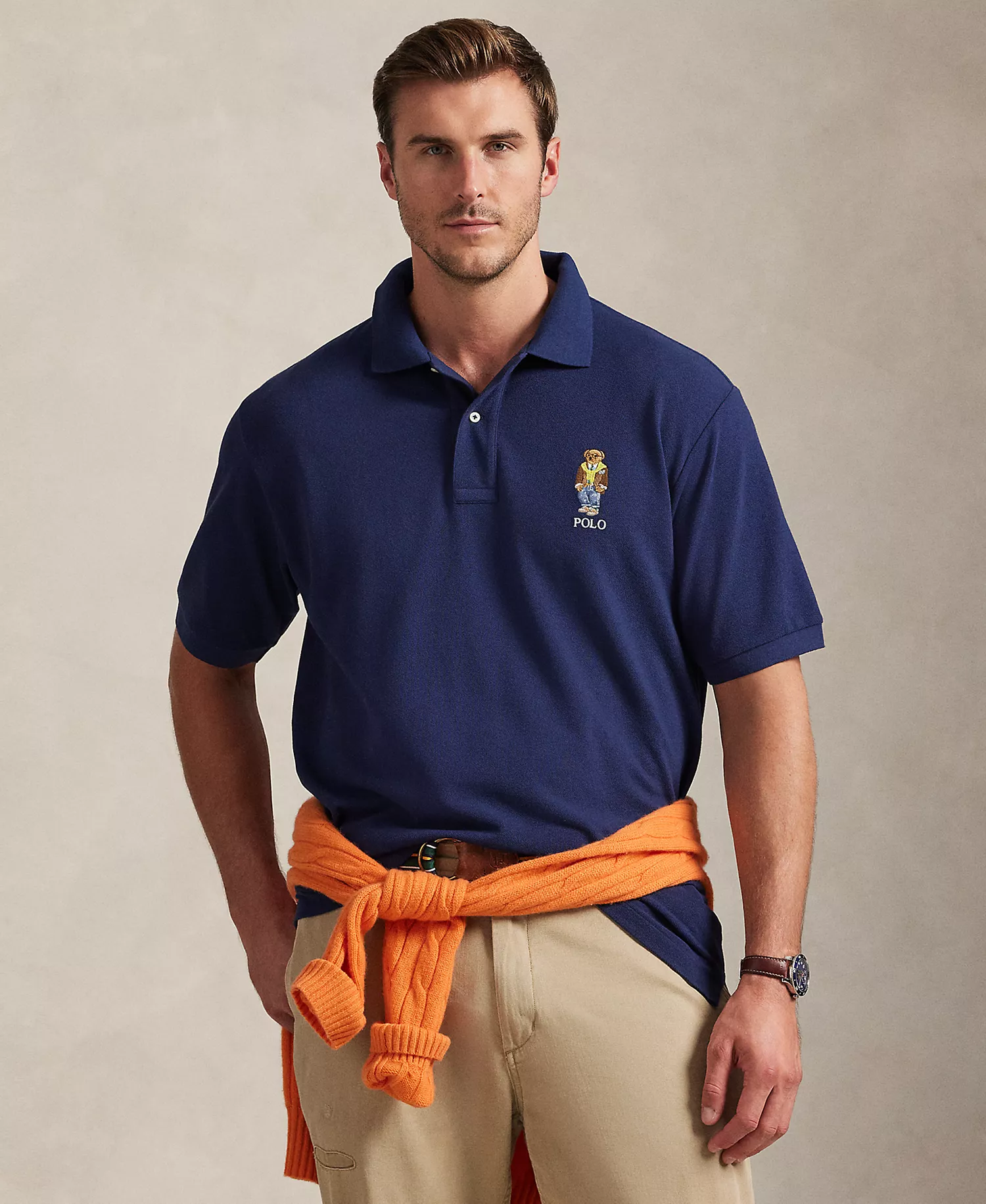 mni-513548dd907c11e3b179b810e518518d Men's Big & Tall Bear Embroidered Polo Shirt