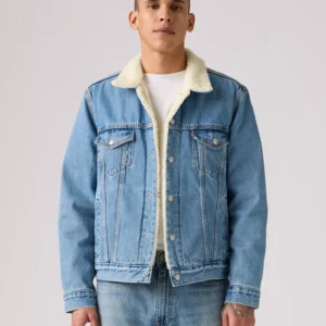 Men's Regular Fit Sherpa Denim Trucker Jacket