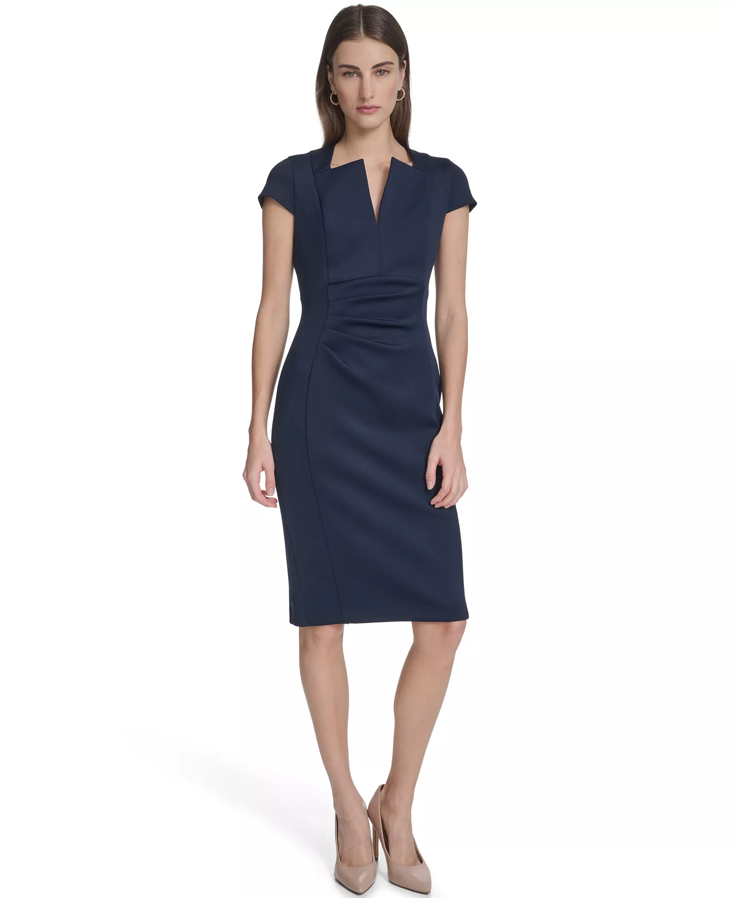 mni-53644e2b34a06f558b628317865ffb54 Women's Side Ruched V-Neck Dress — изображение 3