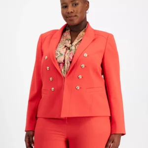 Plus Size Faux Double-Breasted Blazer
