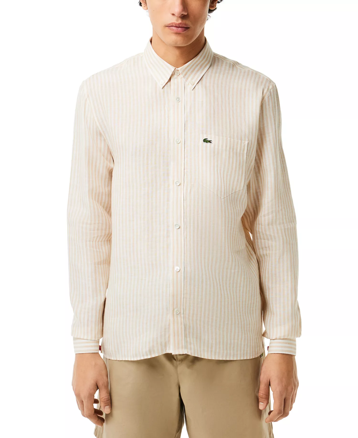 mni-54848dee413815315410ec992091c8bd Men's Long Sleeve Striped Button-Down Linen Shirt