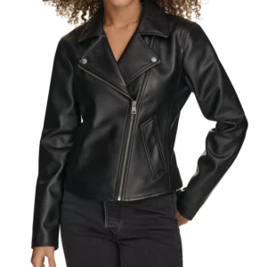 Women's Faux-Leather Asymmetric-Zip Moto Jacket