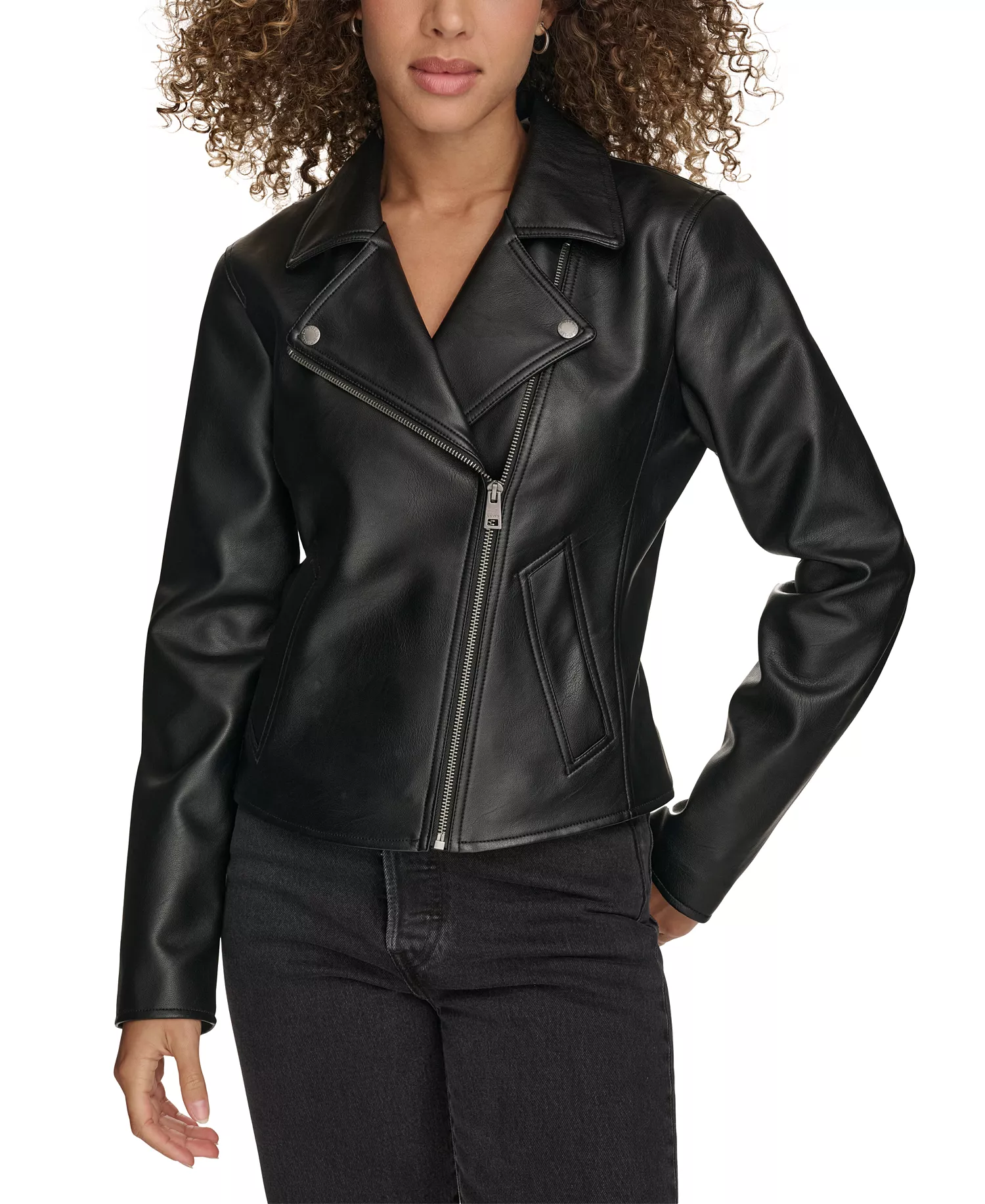 mni-5666340536ee04a6019ff78c3cd96772 Women's Faux-Leather Asymmetric-Zip Moto Jacket