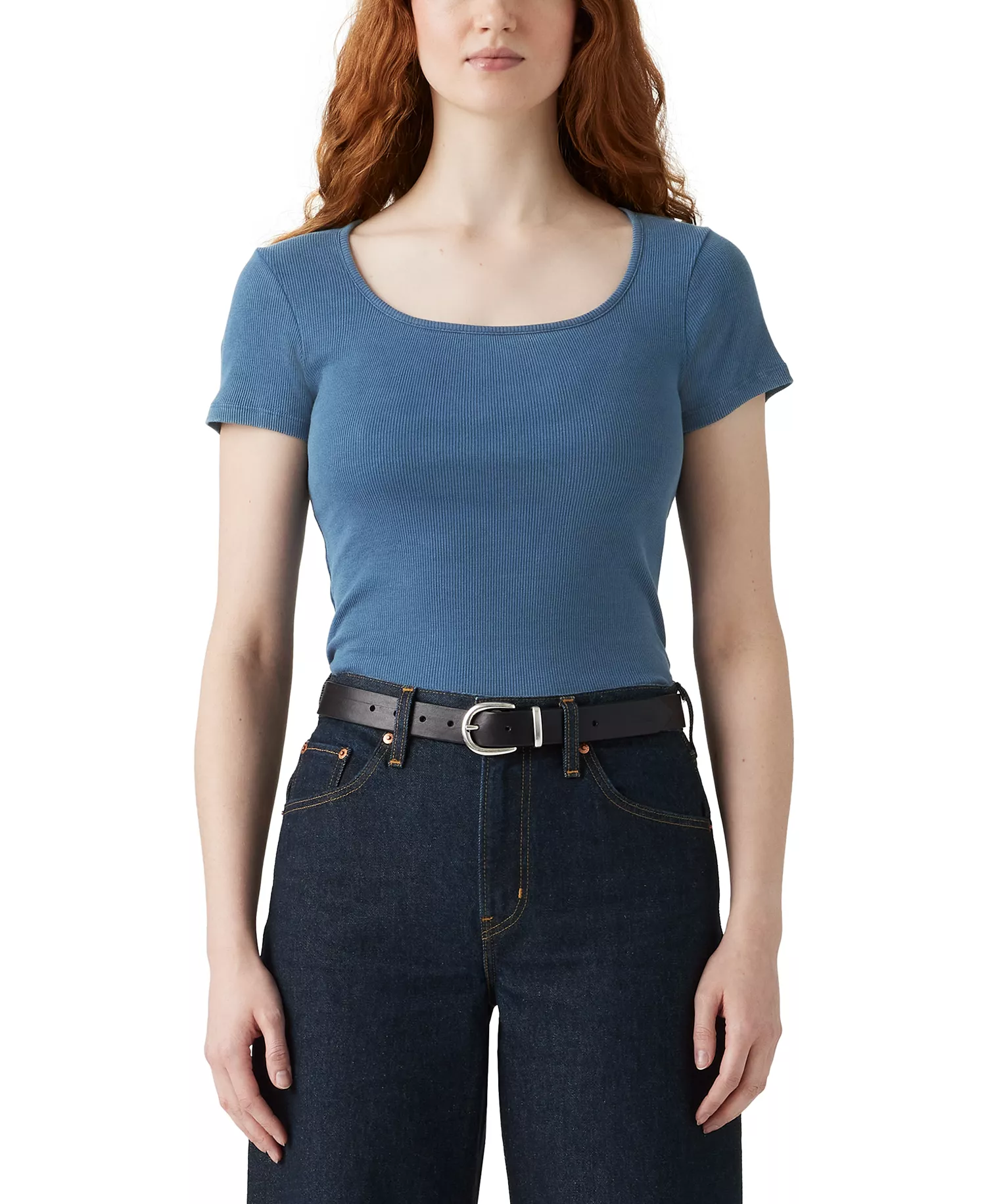 mni-568b4de093ca5e02757cbe4af6424a29 Premium Women's Cotton Rib-Knit Square-Neck Tee — изображение 3