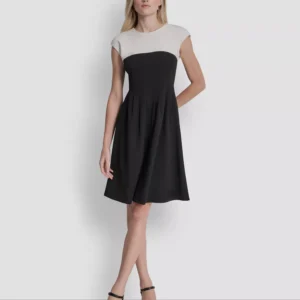 Women's Scuba Crepe Jewel Neck Dress