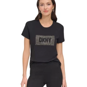 Women's Studded-Logo Crewneck Short-Sleeve Top