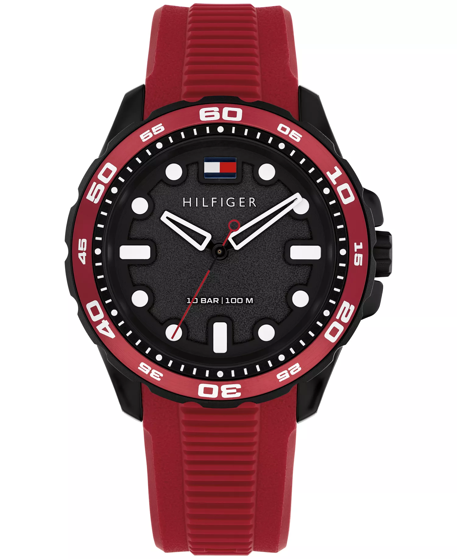 mni-587f9599ea8b01c956913b78c814f9fc Men's Quartz Red Silicone Strap Watch, 40mm