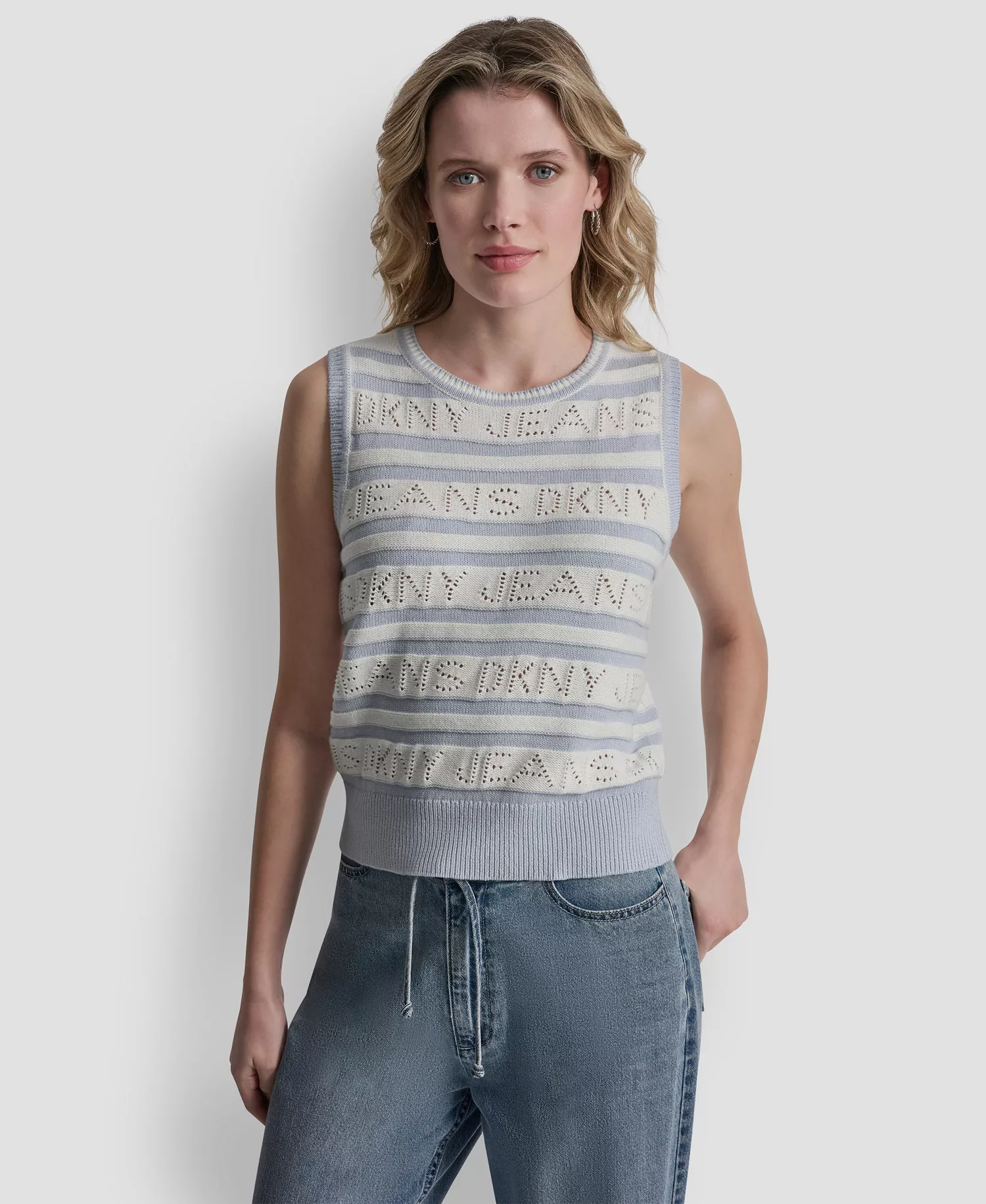mni-589e148a009078264274c9cf65affee9 Women's Sleeveless Logo Pointelle Striped Sweater — изображение 3