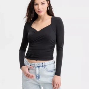 Women's Long-Sleeve Sweetheart-Neck Knit Top, Macy's Exclusive