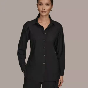 Women's 4-way Stretch Knit Long Sleeve Button-Down Shirt