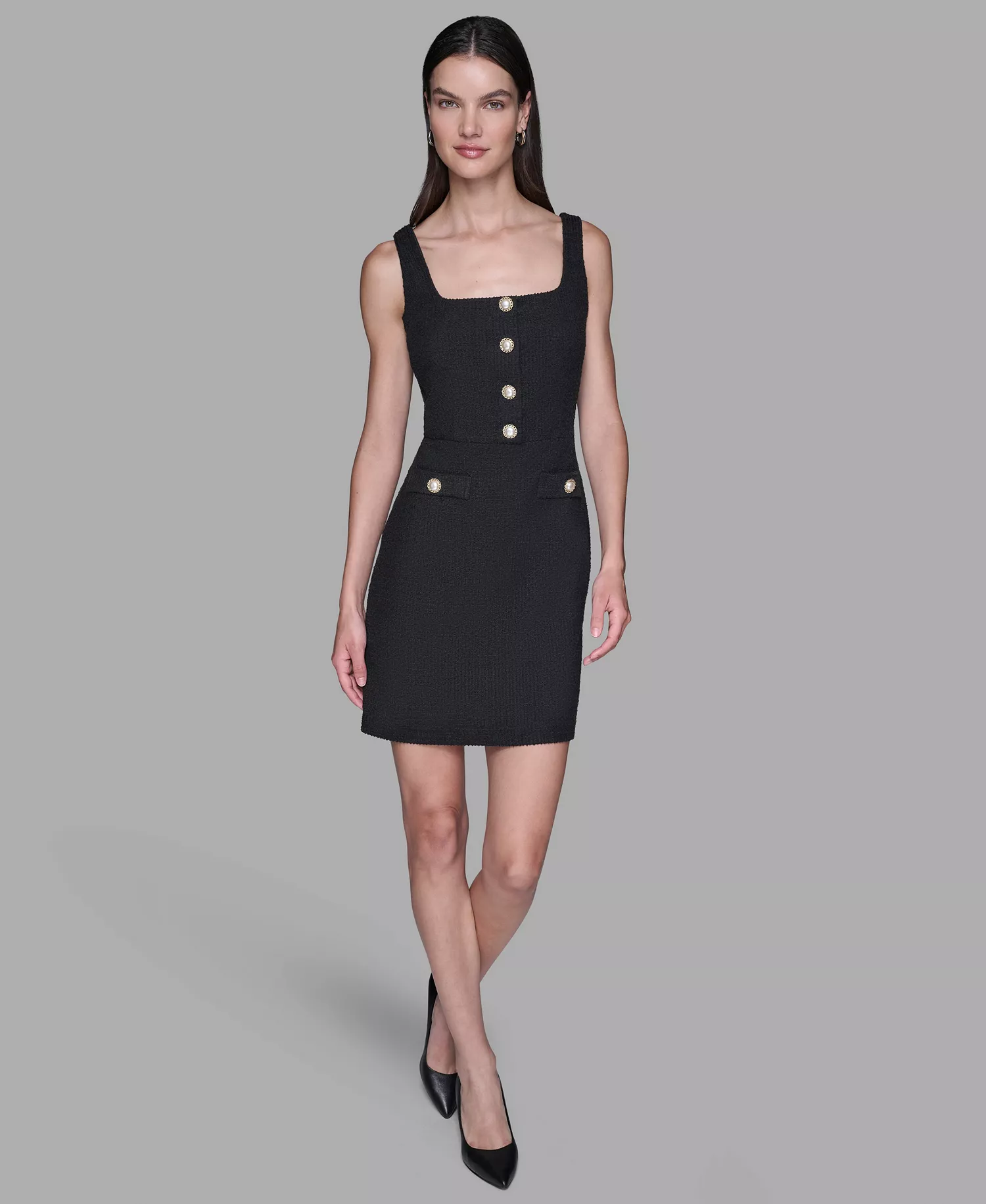 mni-595a263391ee9d911d81d9f8386eced8 Women's Square Neck Sheath Dress