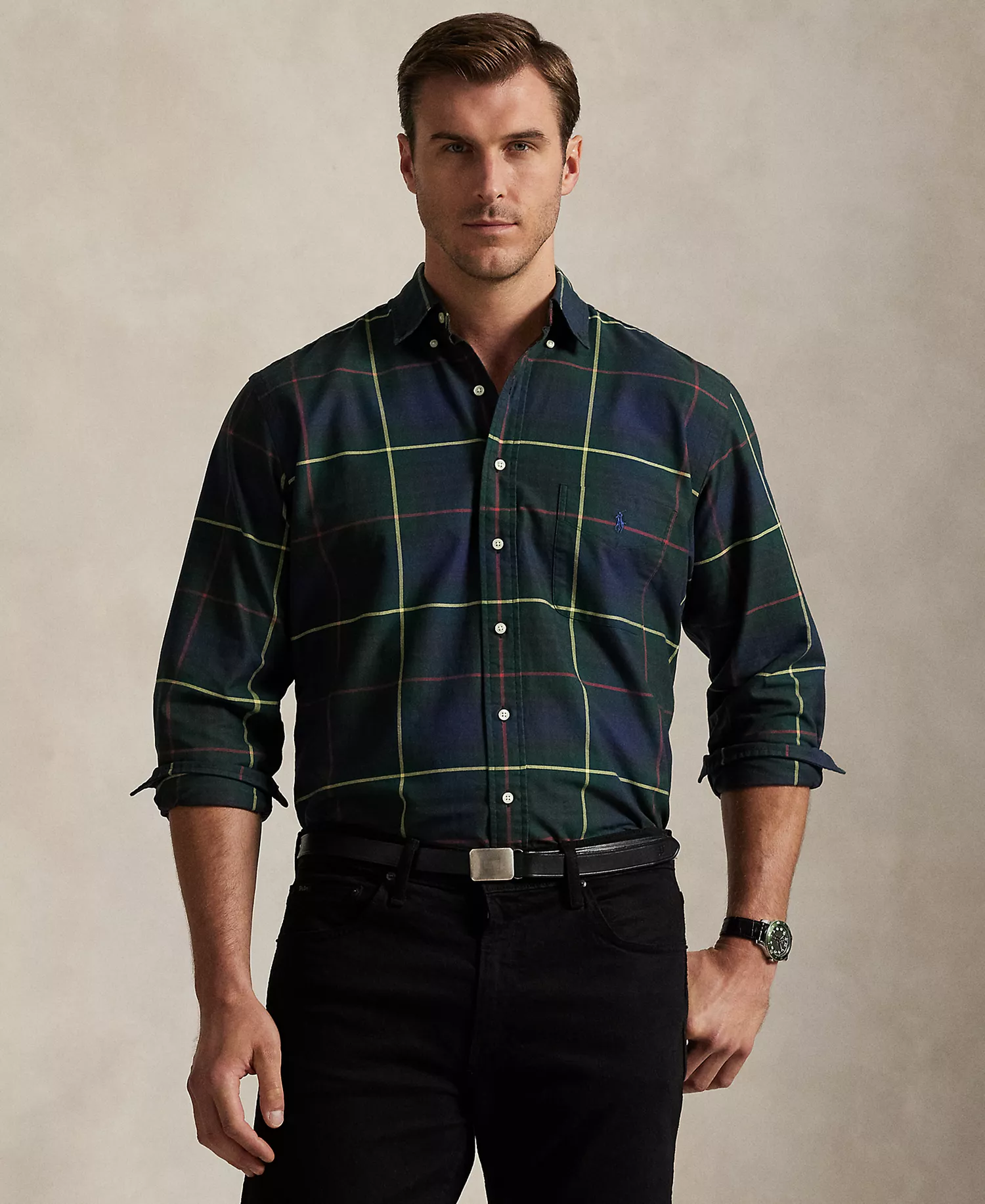 mni-59923d926ffa5b0e092ba04bdbb12c18 Men's Big & Tall Plaid Oxford Shirt — изображение 3